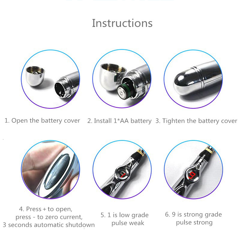 Rechargeable Electric Shock Massage Wand Unisex Sex Toy For Nipple Penis Vagina Clitoris Stimulation - 12