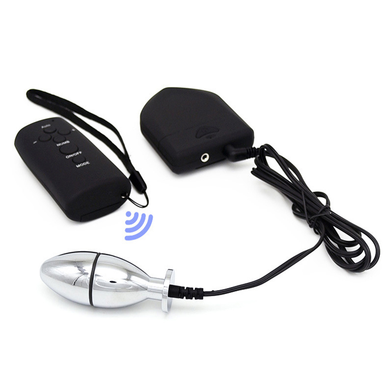 Wireless Remote Electro Stimulation Metal Adult Toy Electric Shock Vaginal Anal Plugs With Bipolar Egg - 1