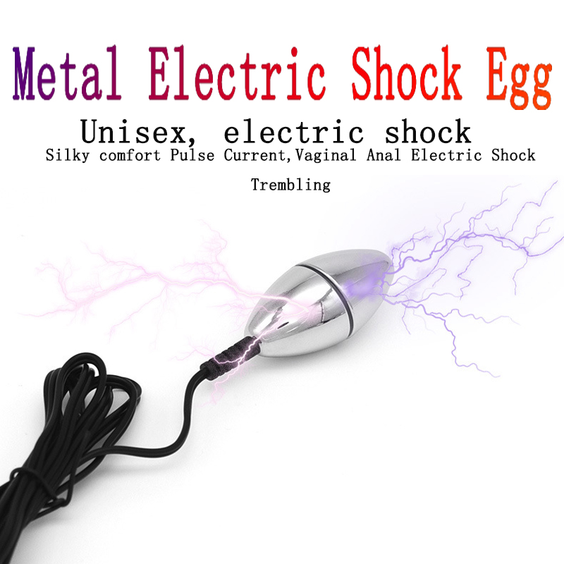 Wireless Remote Electro Stimulation Metal Adult Toy Electric Shock Vaginal Anal Plugs With Bipolar Egg - 2