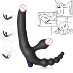 Lesbian Vibrador Anal Vibrating Double Dick Silicone Large Egg Strapless Dildo Sex Toys For Woman