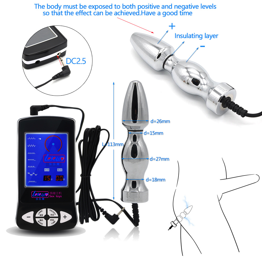 Electro Stimulation Medical Gspot Prostate Massager Metal Butt Plug And Anal Beads For Vaginal Tightening - 3