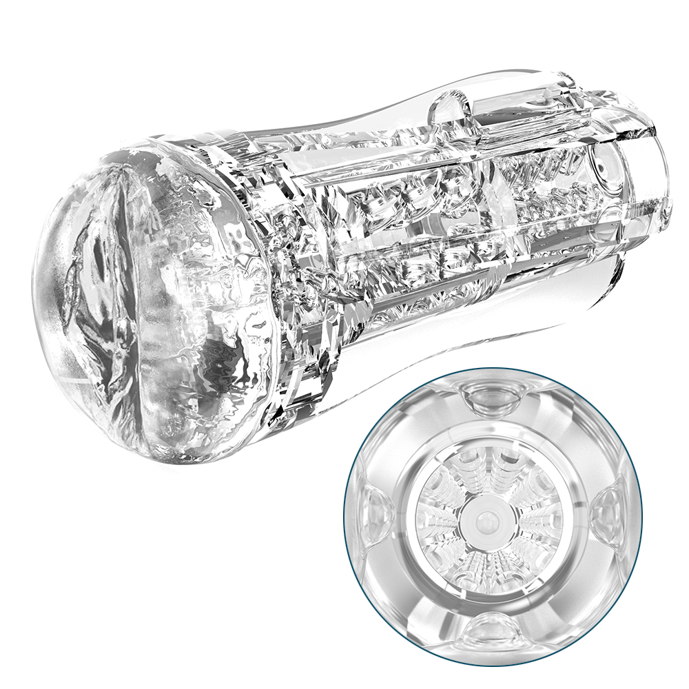 Male Endurance Trainer Masturbator Cup Transparent Soft Silicone Realistic Vagina Design Adult Pleasure Toy - 14