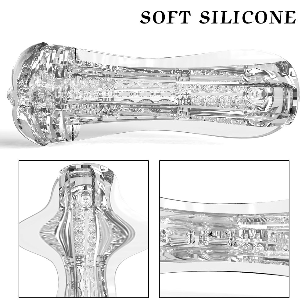 Male Endurance Trainer Masturbator Cup Transparent Soft Silicone Realistic Vagina Design Adult Pleasure Toy - 7