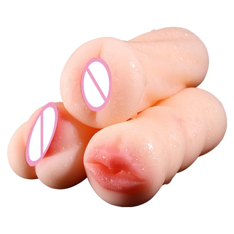 Mens Pleasure Enhancer Silicone Masturbation Cup With Vaginal Oral Anal Simulators Adult Sex Toy Vibrator - 1