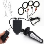 Wireless Remote Control Electric Shock Penis Ring Anal Masturbator Electro Cock Rings Butt Plug Sex Toys For Couples