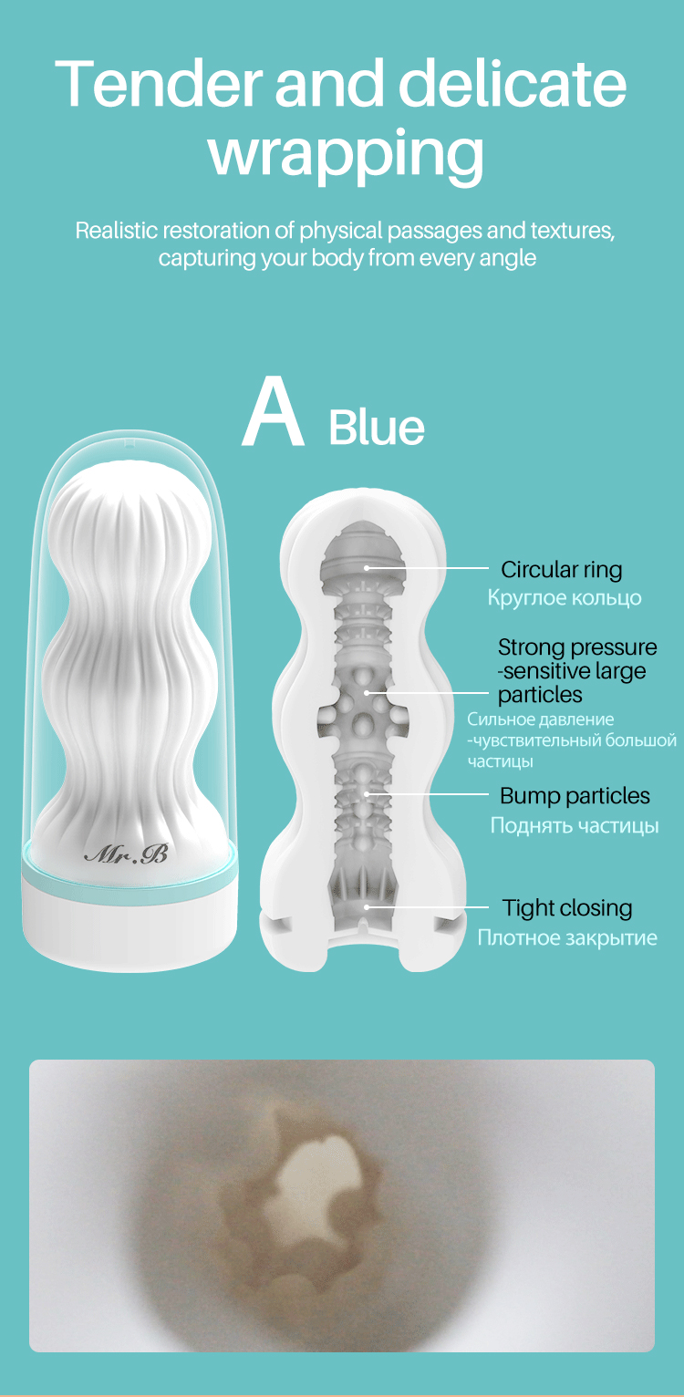 Mens Manual Masturbator Realistic Vagina Strong Suction Vacuum Cup Adult Endurance Exercise Sex Toy For Men - 7