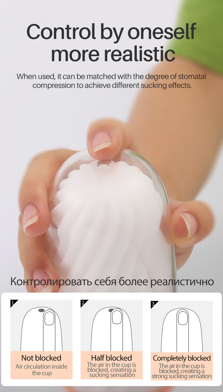 Mens Manual Masturbator Realistic Vagina Strong Suction Vacuum Cup Adult Endurance Exercise Sex Toy For Men - 5