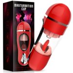 Pocket Pussy Vagina & Mouth Tongue Lick Vibrator Heating Voice Male Masturbator Cup Penis Suck Massager Real Sex Toys