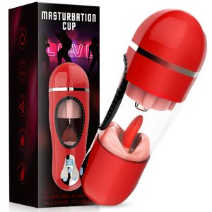 Pocket Pussy Vagina & Mouth Tongue Lick Vibrator Heating Voice Male Masturbator Cup Penis Suck Massager Real Sex Toys