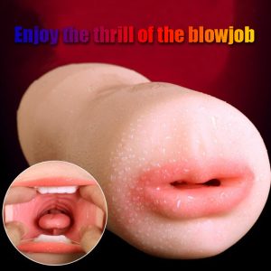 Blowjob Male Masturbator Mens Sex Toys Oral Masturbation Cup Deep Throat Mouth Realistic Vagina Pussy Penis Massager Men - 2