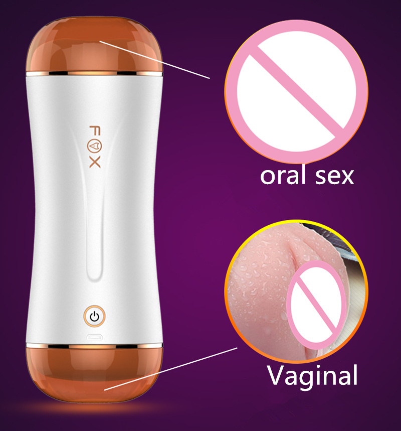 Fox Dual Channel 10mode Realistic Adult Toy Automatic Vibrating Male Masturbation Cup Oral Sex Stimulator For Men - 2