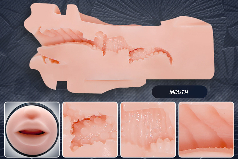 Realistic Male Masturbator Cup 18x7cm Oral Vagina Mouth Design Vacuum Adult Toy Lifelike Pocket Pussy For Men - 17
