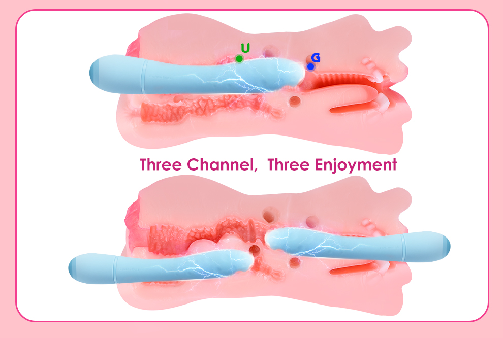 Silicone Male Masturbator Toy 3channel 3d Realistic Vagina Blowjob Oral Experience Adult Pleasure Product - 3