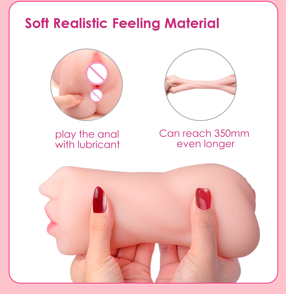 Silicone Male Masturbator Toy 3channel 3d Realistic Vagina Blowjob Oral Experience Adult Pleasure Product - 2