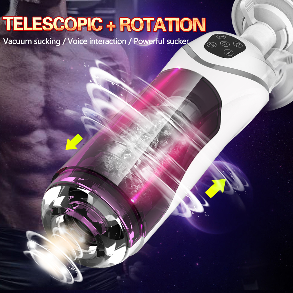 Automatic Male Masturbator Cup Handsfree Telescopic Rotation Piston Motion Penis Sucker Sexual Pleasure Device - 1