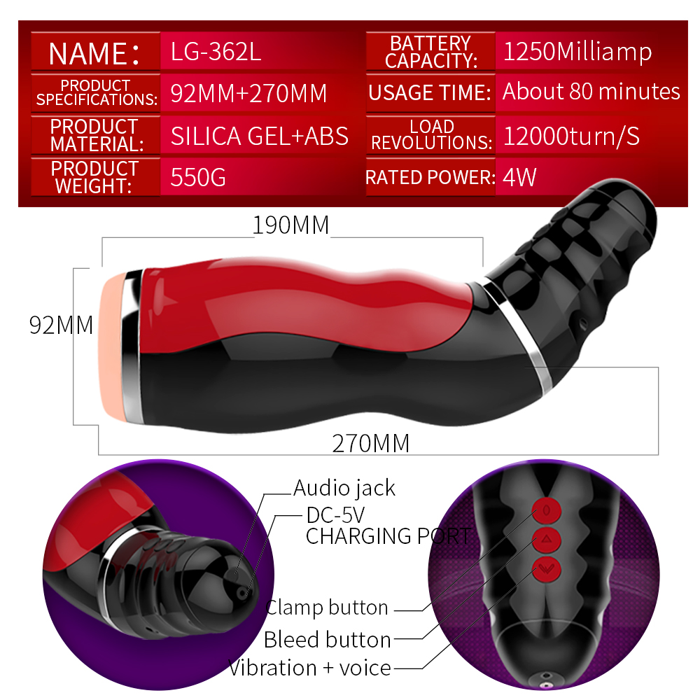 Auto Adjustable Deep Throat Male Masturbator Electric Pleasure Device With Realistic Moaning Adult Toy For Men - 20
