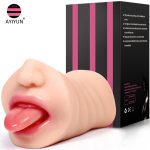 Ayiyun Realistic Vagina Real Cat And Mouth Oral Tongue Silicone Male Masturbator Artificial 3d Deep Throat Pocket Sex Toy - 2