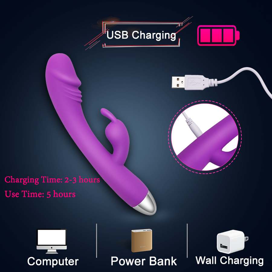 Usb Rechargeable 10modes Dual Vibrator Rabbit Design For Gspot Clitoral Stimulation Intimate Female Pleasure Toy - 9
