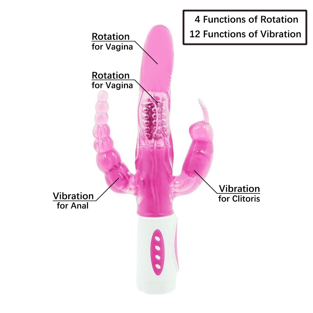 Triple Pleasure Realistic Rabbit Vibrator Clitoral Anal Vaginal Stimulation Adult Erotic Toy For Women - 4