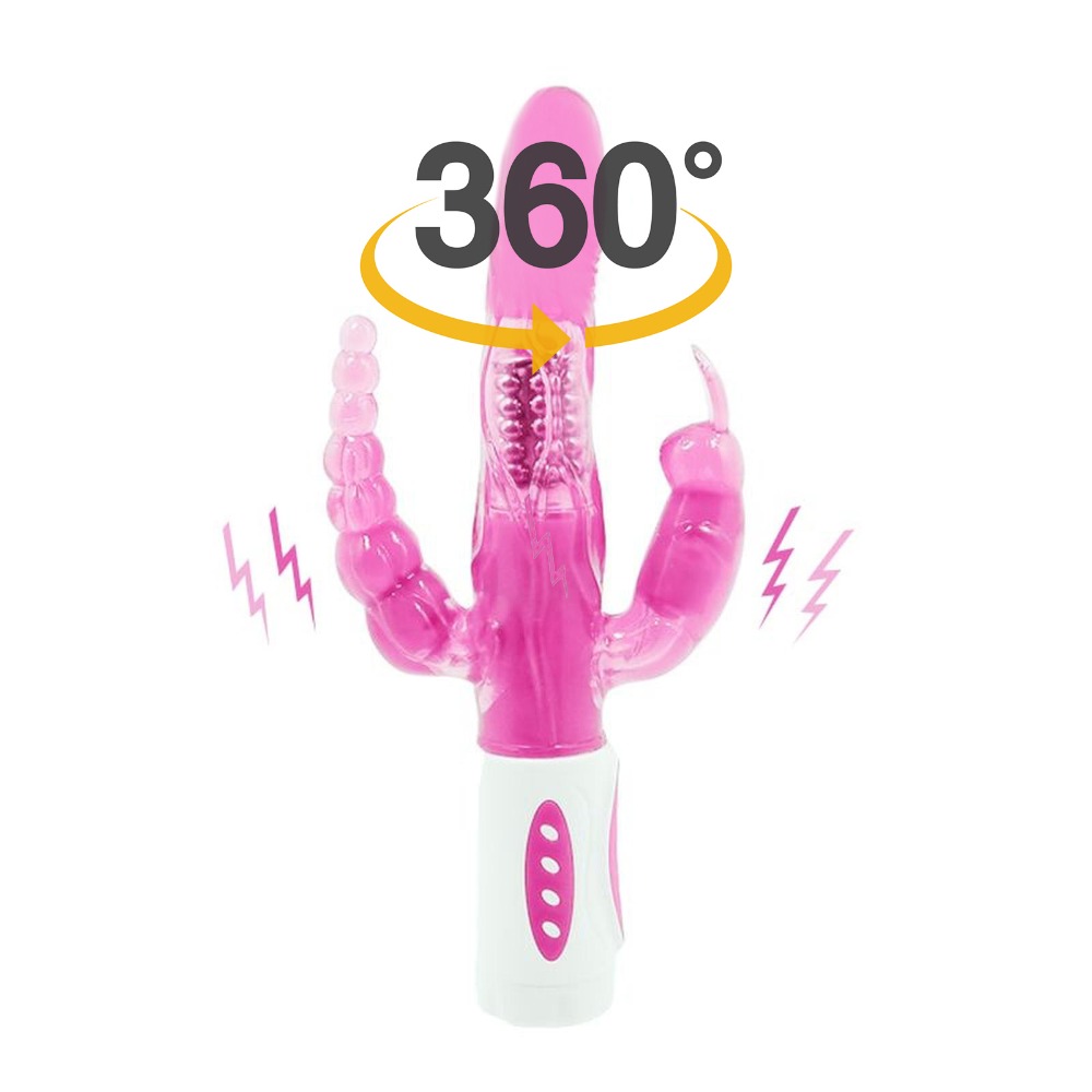 Triple Pleasure Realistic Rabbit Vibrator Clitoral Anal Vaginal Stimulation Adult Erotic Toy For Women - 3