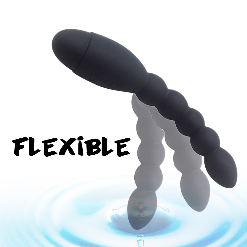 Adult Couples Silicone Prostate Massager Toysdance 10 Speed Anal Vibrator Flexible Powerful Butt Plug Beads Sex Toys - 3