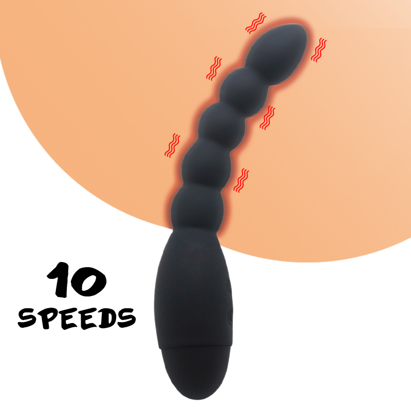 Adult Couples Silicone Prostate Massager Toysdance 10 Speed Anal Vibrator Flexible Powerful Butt Plug Beads Sex Toys - 2