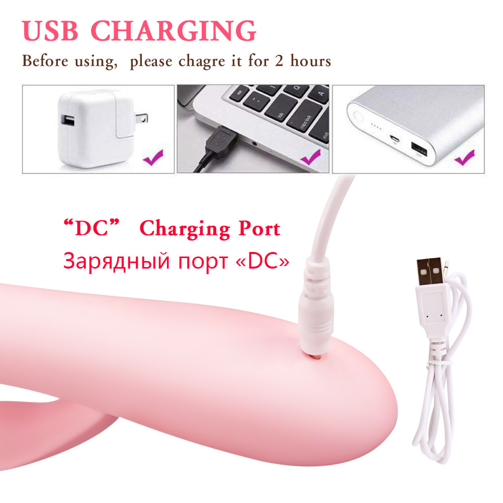 Usb Rechargeable Powerful Dualaction G Spot Rabbit Vibrator Dildo Adult Pleasure Toy For Womens Orgasm - 5