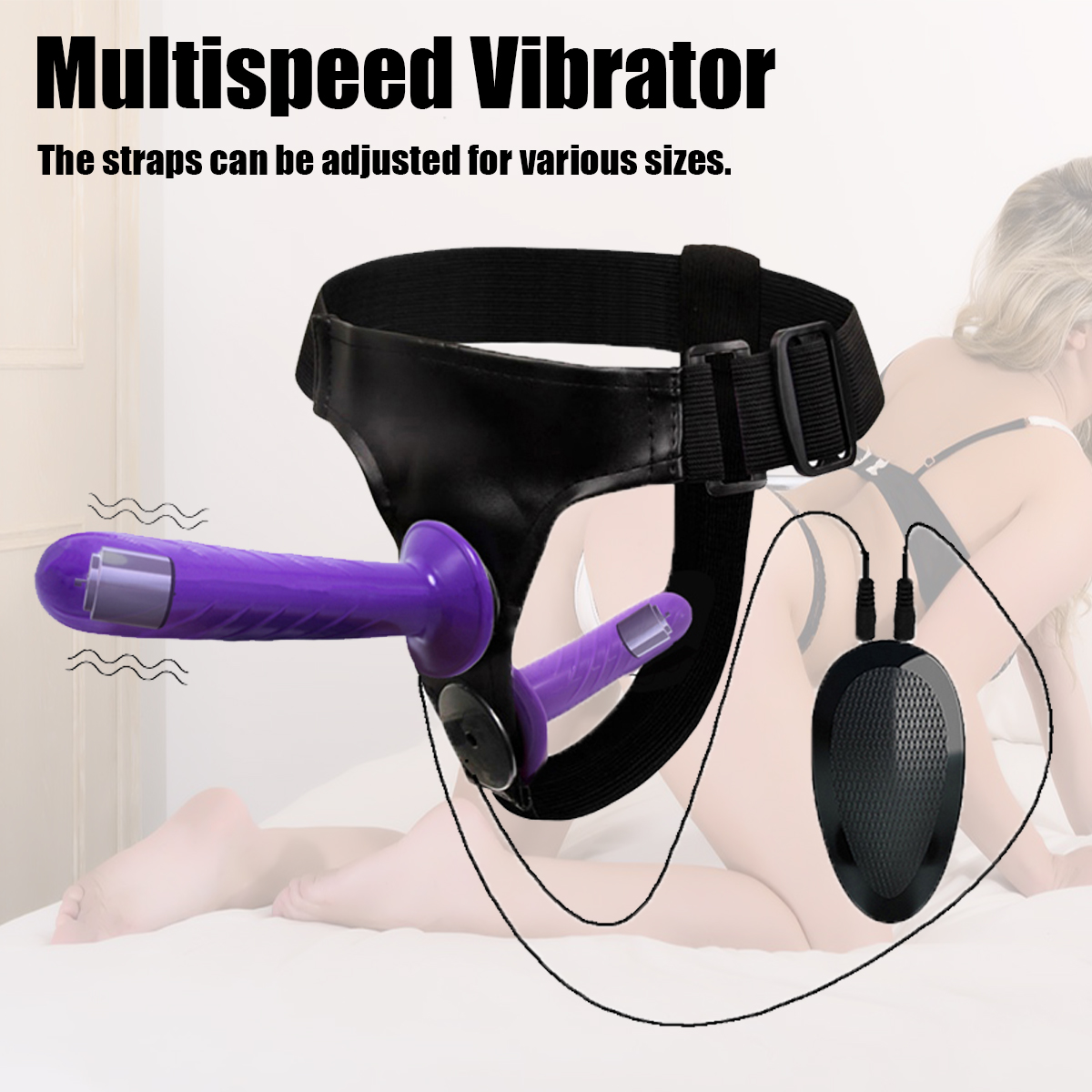 Multispeed Vibrating Strapon Dildo Dual Strap Anal Attachment Lesbian Couples Adult Intimate Pleasure Toy - 1