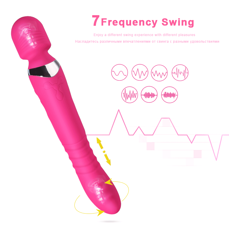Powerful Gspot Vibrator Adult Sex Toy Magic Wand Heating Dildo With Stretch Clit Massager Vagina Stimulator For Women - 4