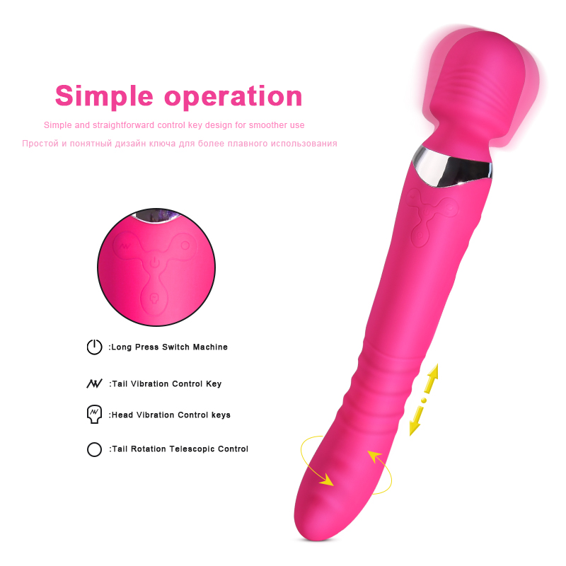 Powerful Gspot Vibrator Adult Sex Toy Magic Wand Heating Dildo With Stretch Clit Massager Vagina Stimulator For Women - 3