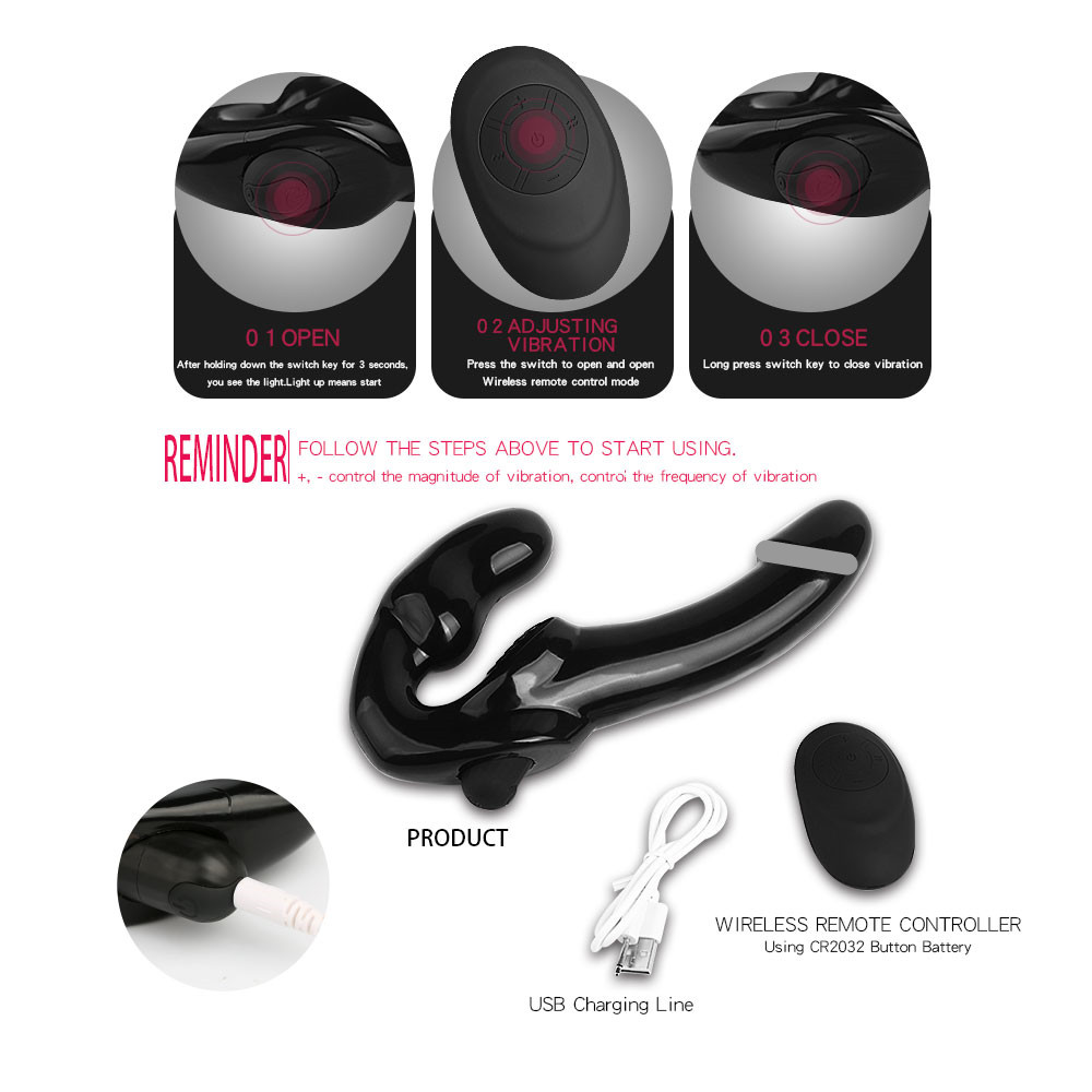 Wireless 10speed Strapless Strapon Dildo Vibrator With Dual Vibration Remote Control Anal Plug And Clitoral Stimulation Sex Toy - 2