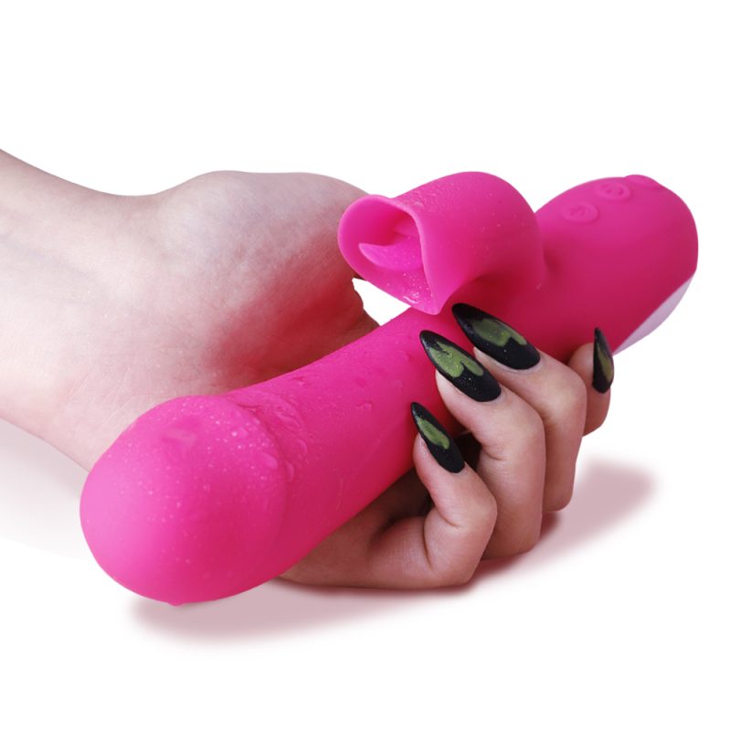 G Spot Dildo Rabbit Vibrator For Women Tongue Licking Silicone Waterproof Female Vagina Clitoris Massager Sex Toys