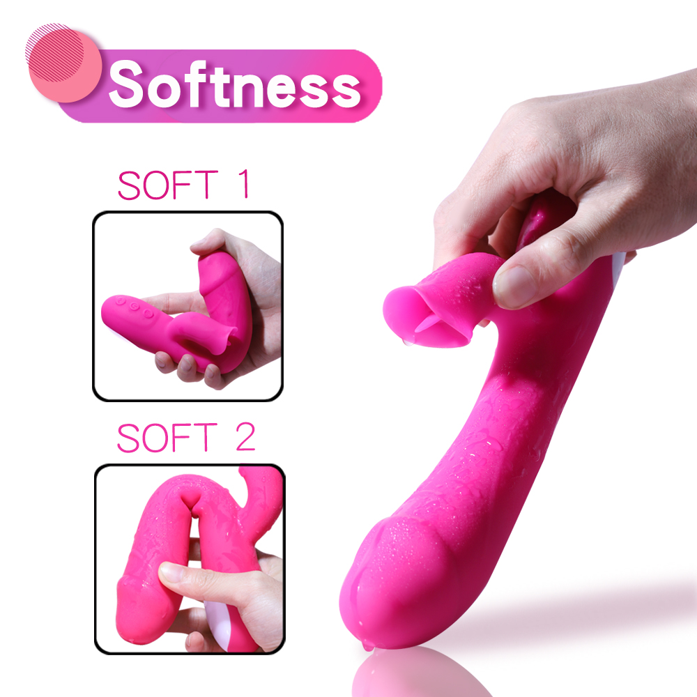 Silicone Rabbit Vibrator With Tongue Licking Feature Waterproof Gspot Dildo Female Clitoris And Vagina Massager Sex Toy For Women - 4
