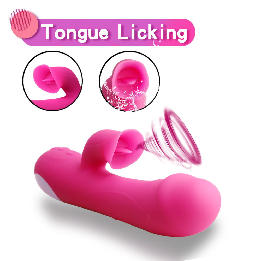 Silicone Rabbit Vibrator With Tongue Licking Feature Waterproof Gspot Dildo Female Clitoris And Vagina Massager Sex Toy For Women - 3