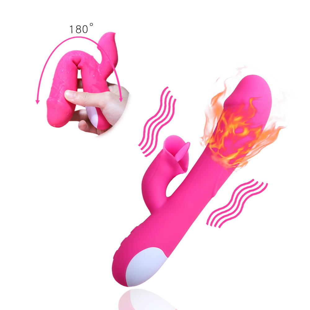 Silicone Rabbit Vibrator With Tongue Licking Feature Waterproof Gspot Dildo Female Clitoris And Vagina Massager Sex Toy For Women - 1