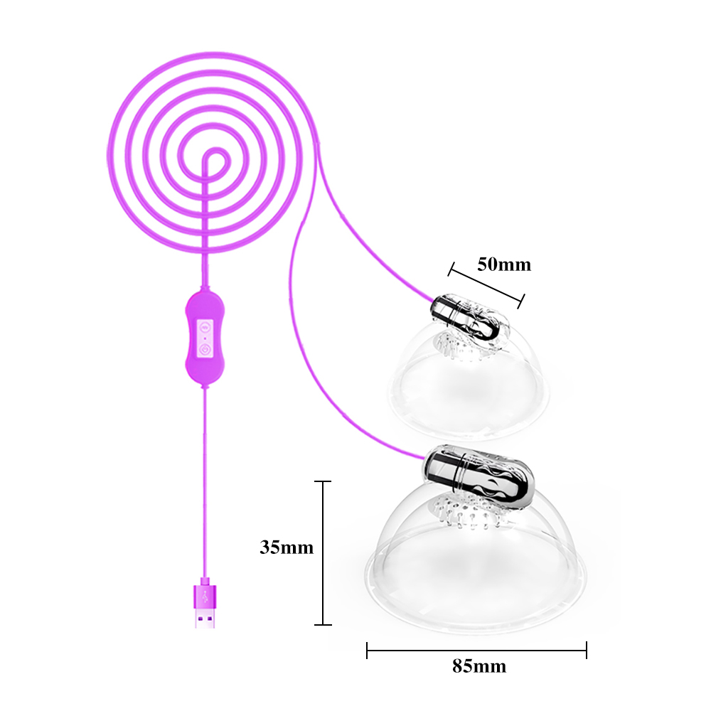 Usb Rechargeable Electric Breast Pump With Nipple Sucker Vibrating Massager Adult Stimulator Toy For Women - 5