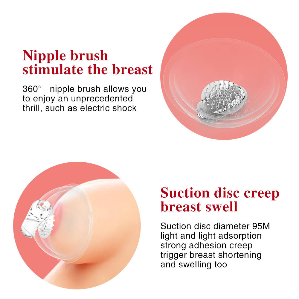 Usb Rechargeable Electric Breast Pump With Nipple Sucker Vibrating Massager Adult Stimulator Toy For Women - 4