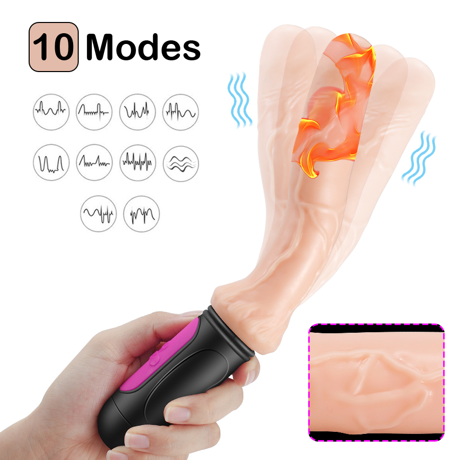 Realistic 10mode Vibrating Dildo For Women Flexible Soft Heated Penis Toy Clitoral Stimulator Masturbator - 1