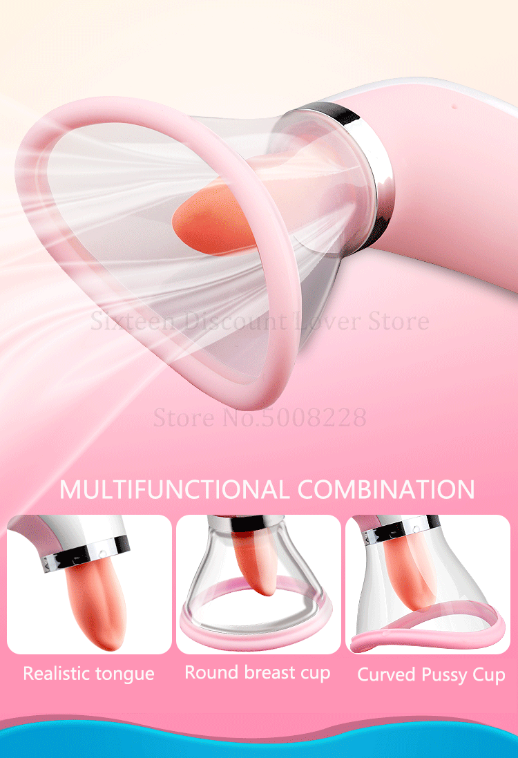 6speed Intimate Womens Stimulator Nipple Clitoris Suction Cup Tongue Vibrator Sensual Licking Toy - 4