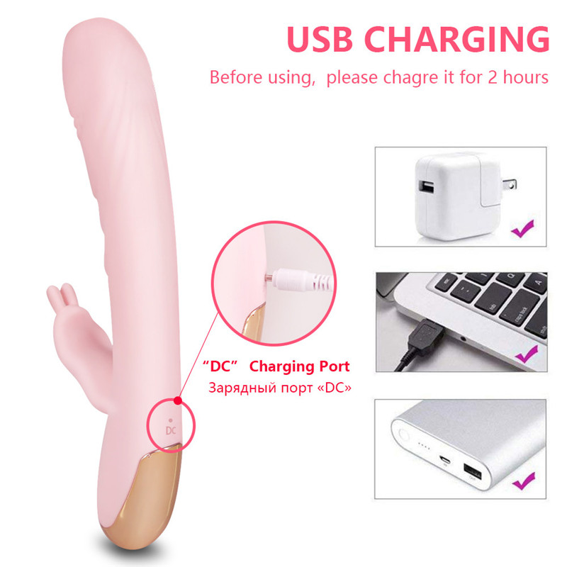 Silicone Rabbit Vibrator Dildo Dual Vibration Gspot And Clitoris Massager For Women Sex Toy - 8