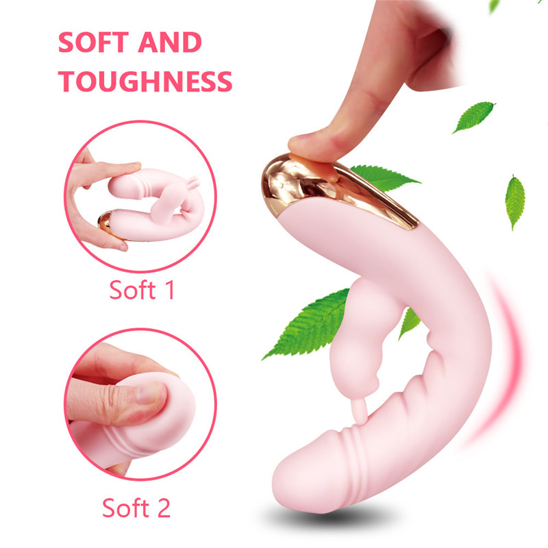 Silicone Rabbit Vibrator Dildo Dual Vibration Gspot And Clitoris Massager For Women Sex Toy - 5