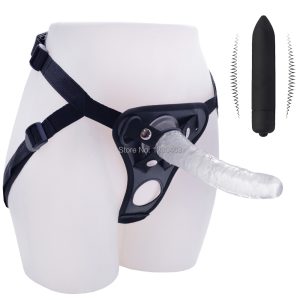 10 Function Bullet Vibrator Realistic Dildo Adjustable Strap On Jelly Dildos Dong Male Fake Penis Adult Sex For Women