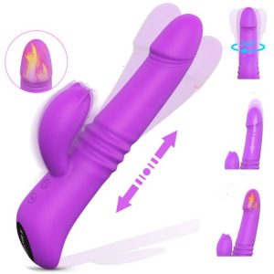 G Spot Dildo Rabbit Vibrator For Women Rotating Dual Vibration Silicone Female Heating Clit Massager Sex Toys