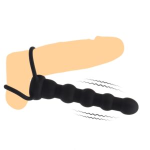 Silicone Dual Penetration Vibrator Strapon Dildo With Anal Plug For Adults