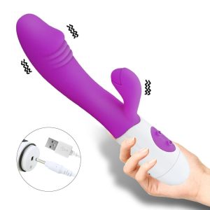 Dildo Rabbit Vibrator G Spot Dual Vibration Silicone Usb Charging Female Massager Vagina Adult Sex Toy Vibrators For Women