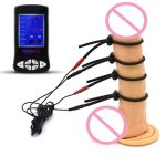 Electric Shock Penis Rings Delay Ejaculation And 4 Electrode Pad Body Massager Pulse Physical Therapy Sex Toys For Men I9-1-217