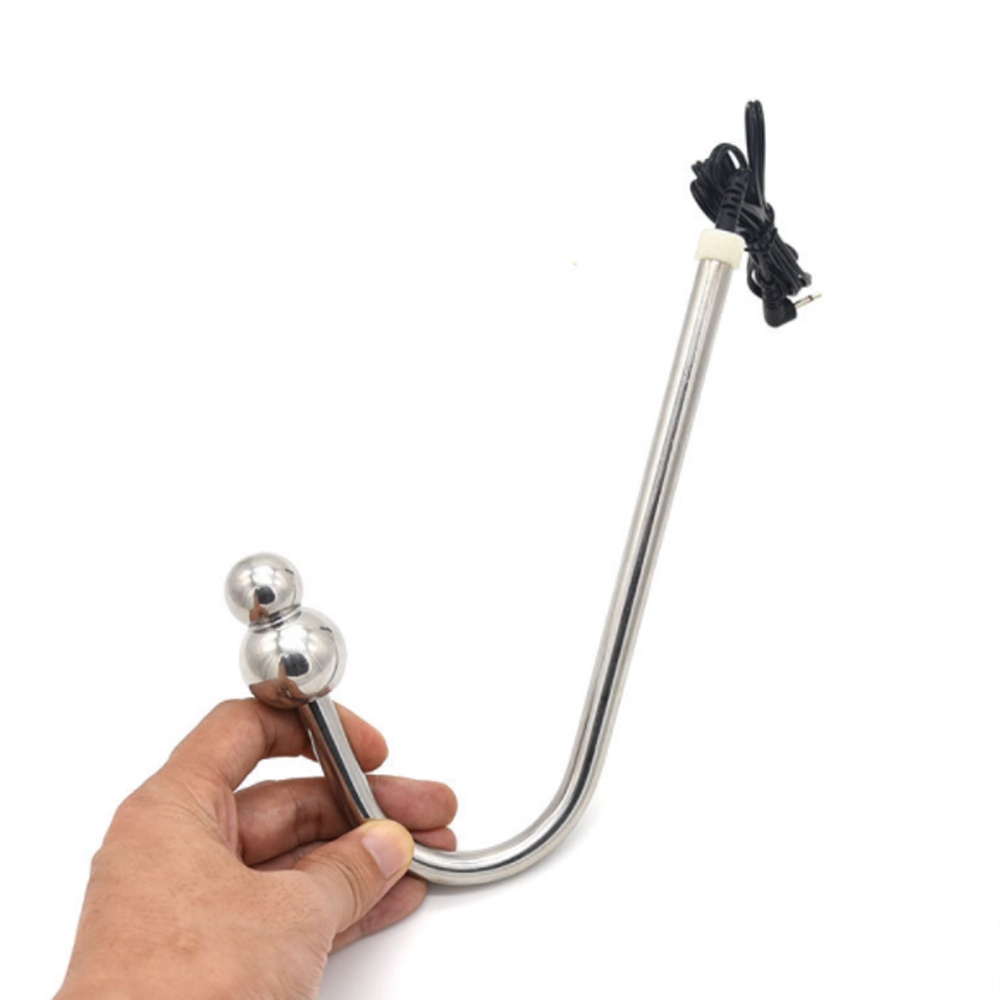 Stainless Steel Electric Shock Anal Hook Couples Electro Sex Stimulator Sensual Butt Plug Toy - 1