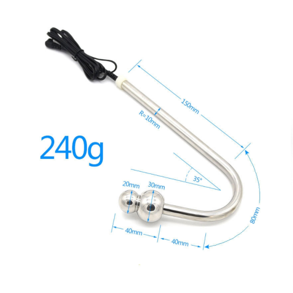 Stainless Steel Electric Shock Anal Hook Couples Electro Sex Stimulator Sensual Butt Plug Toy - 2