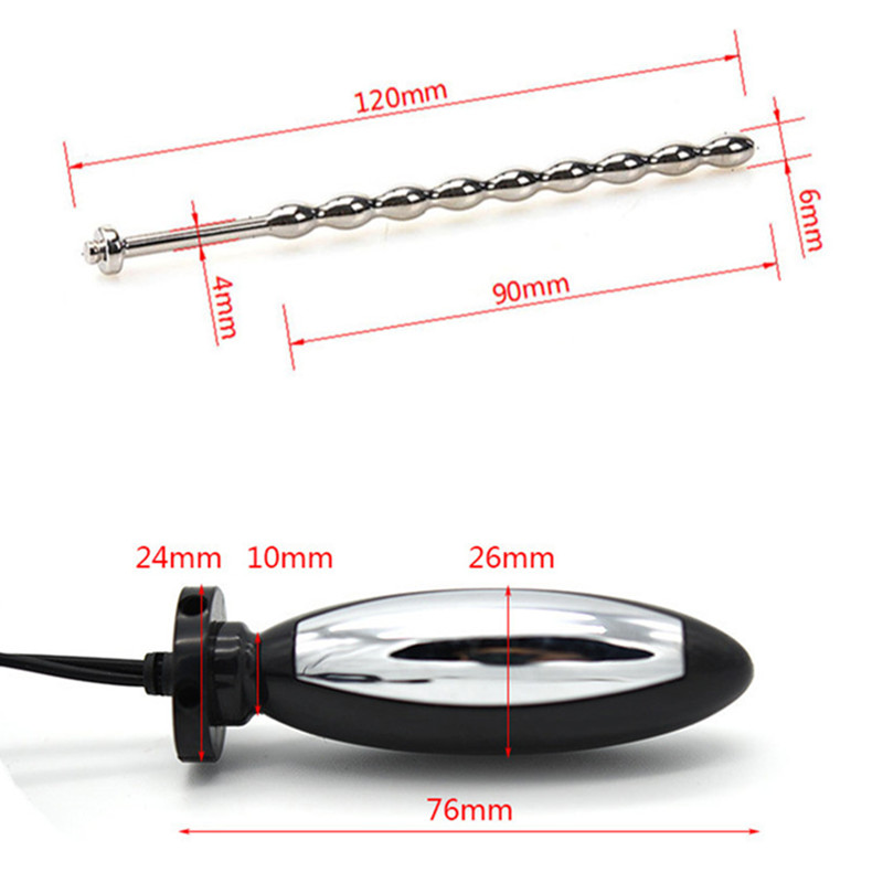 Mens Electric Shock Urethral Plug With Penis Sleeve Stainless Steel Medical Themed Delay Ejaculation Orgasm Enhancer Toy I9144 - 5