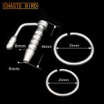Chaste Bird Male Stainless Steel Urethra Catheter With 2 Size Penis Ring Urinary Plug Sex Toy Stimulate A075 - 5